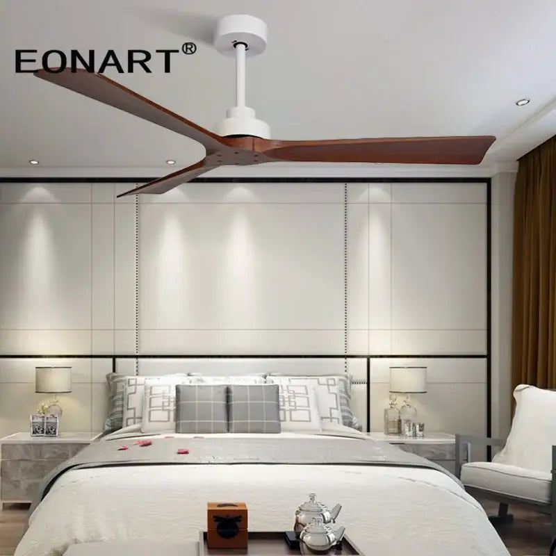 Modern black wooden ceiling fan living room remote control