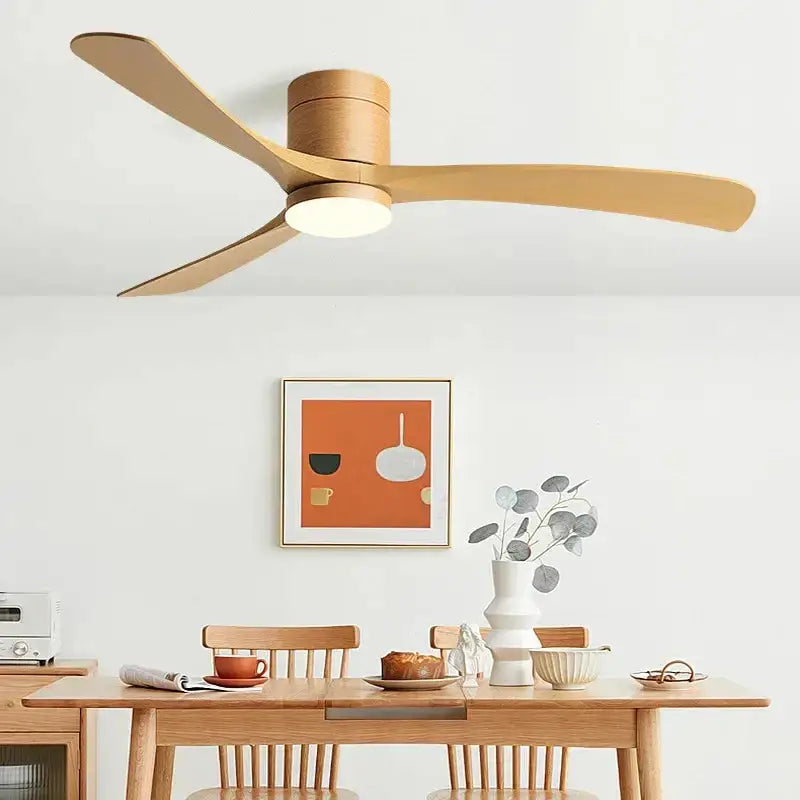 Modern black wooden ceiling fan with led light and remote bedroom
