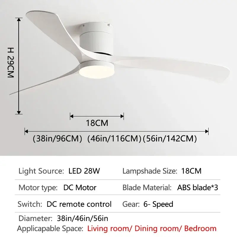 Modern black wooden ceiling fan with led light and remote bedroom