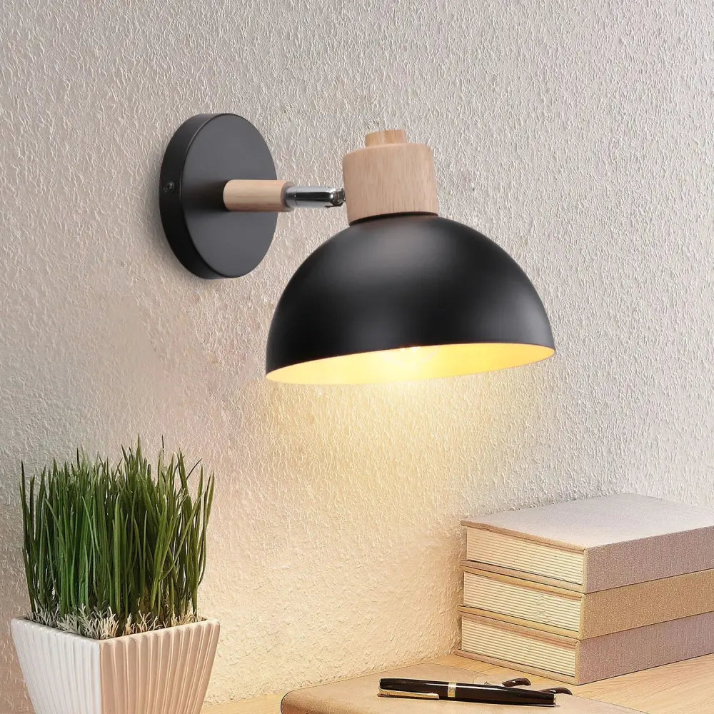 Modern black wooden wall light living room antler sconce
