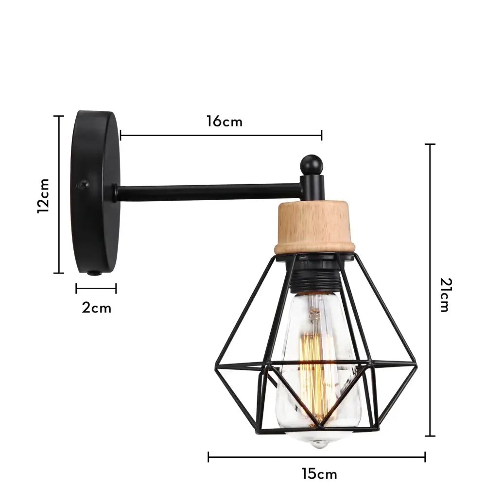 Modern black wooden wall light living room antler sconce