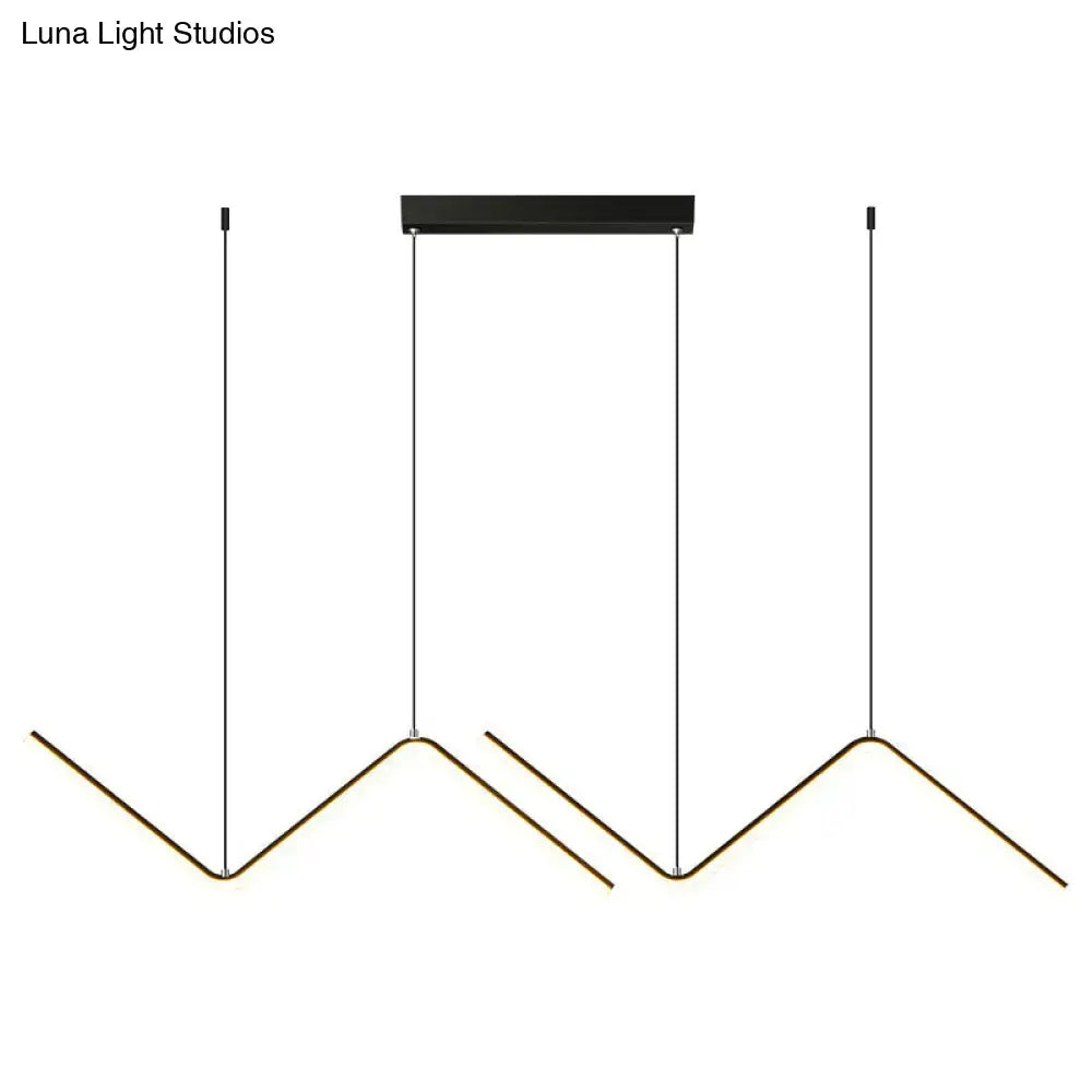 Modern black z-shaped led suspension light fixture – dining room
