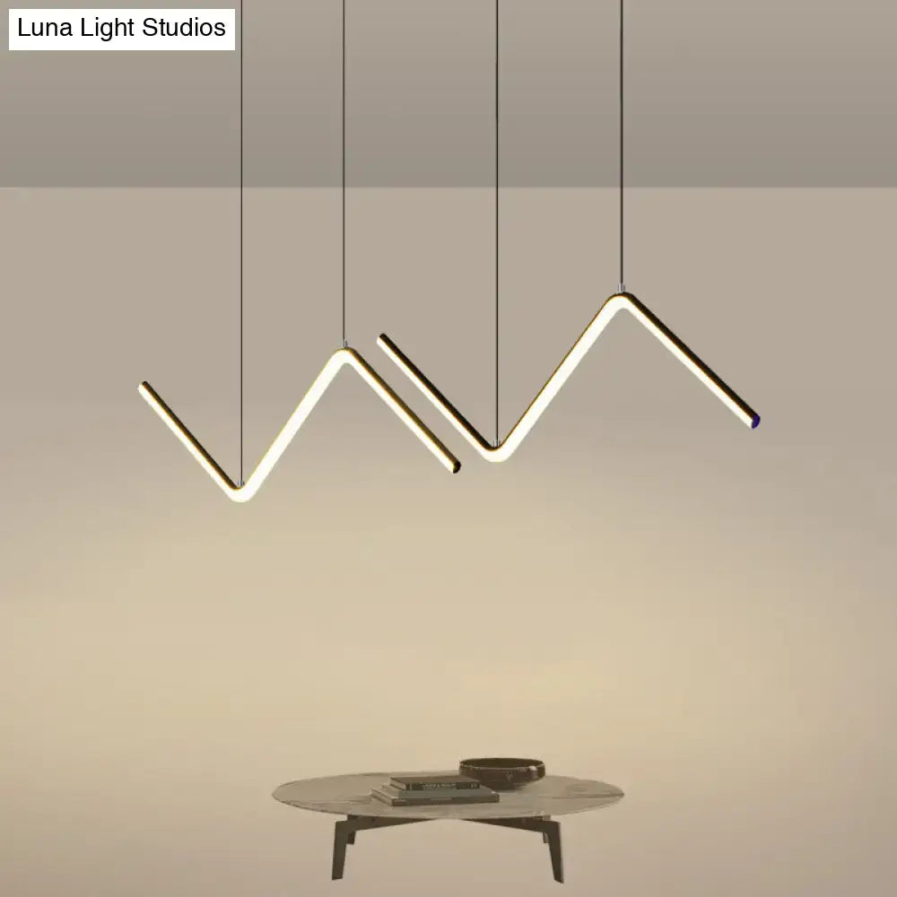 Modern black z-shaped led suspension light fixture – dining room