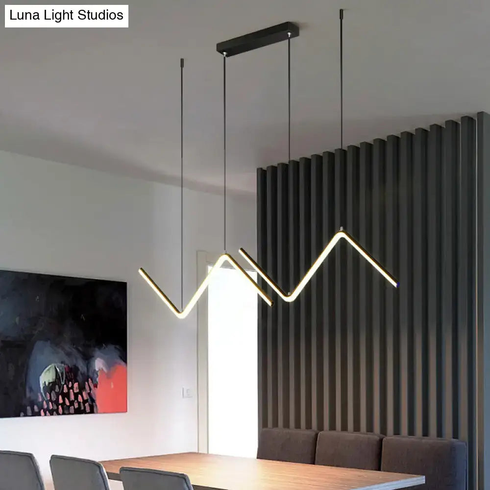 Modern black z-shaped led suspension light fixture – dining room