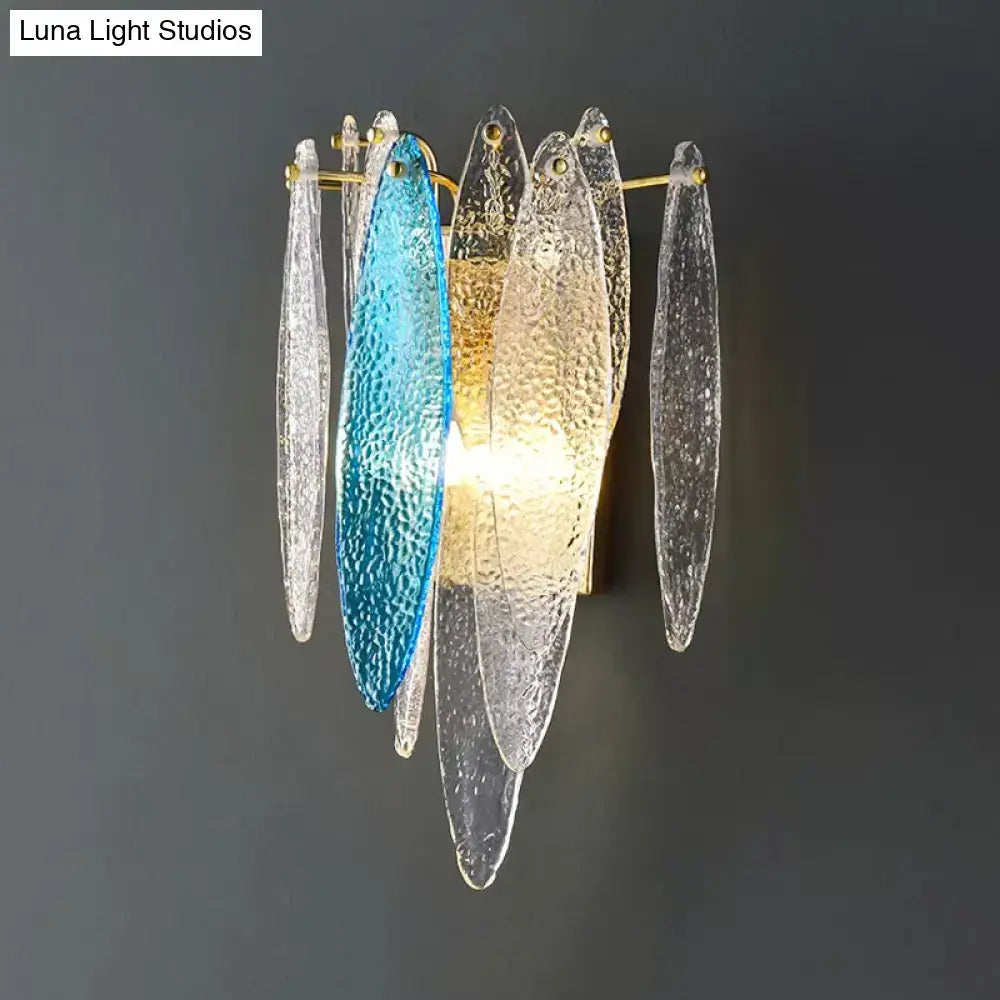 Modern blue & amber glass fish wall lamp living room led sconce