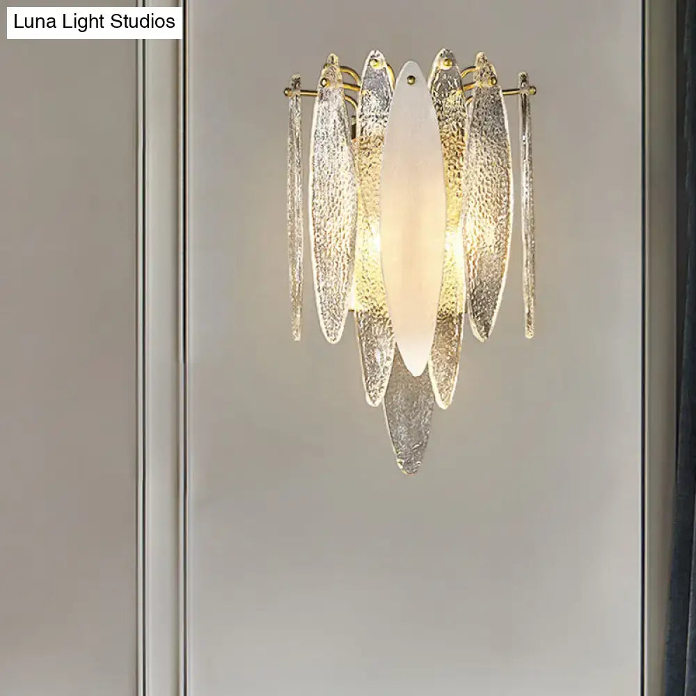 Modern blue & amber glass fish wall lamp living room led sconce