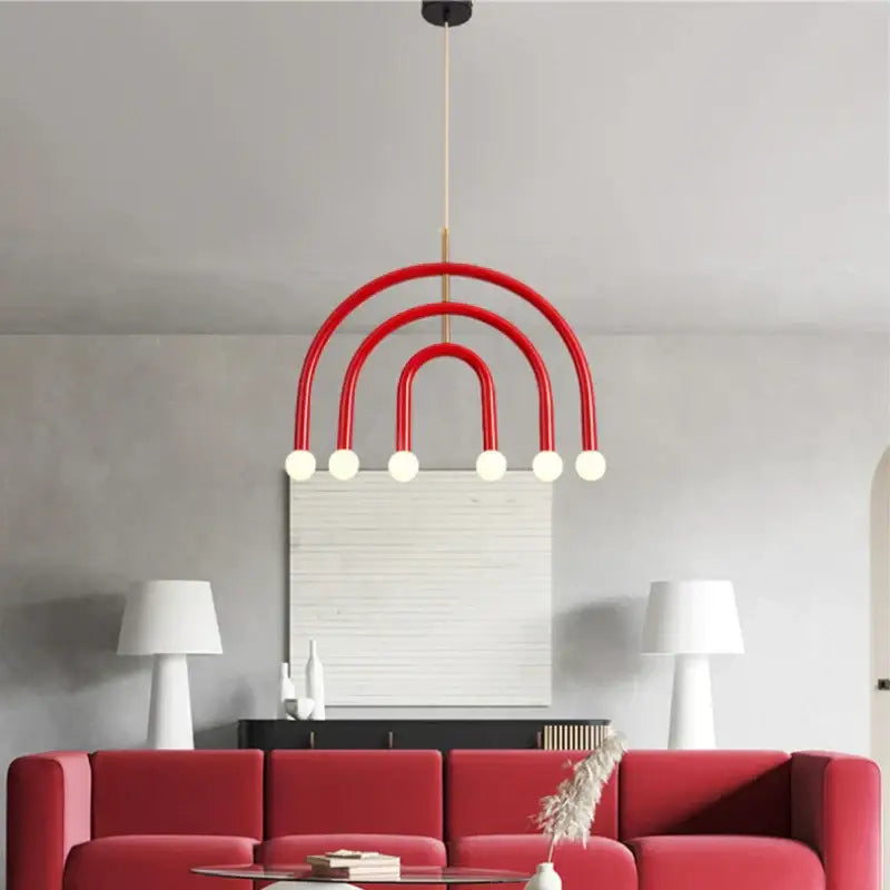 Modern blue and wood pendant lamp for dining room