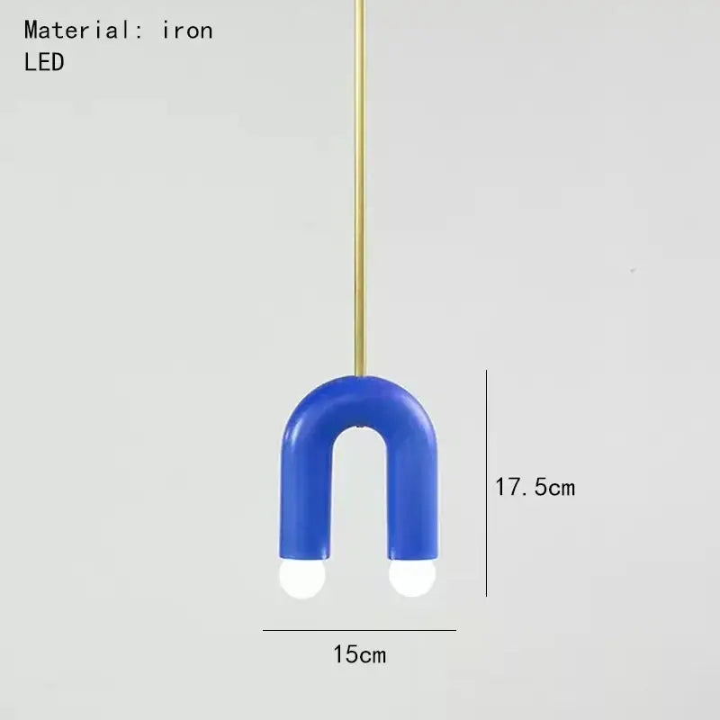 Modern blue and wood pendant lamp for dining room