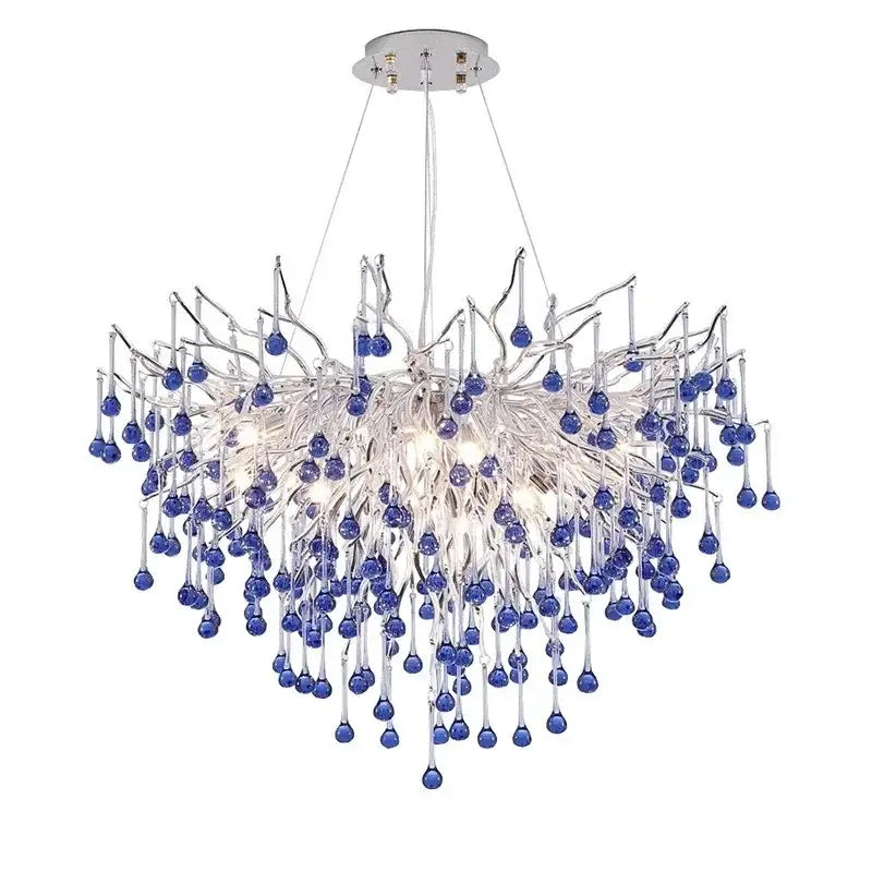 Modern blue chrome crystal chandelier for dining room tree branch design
