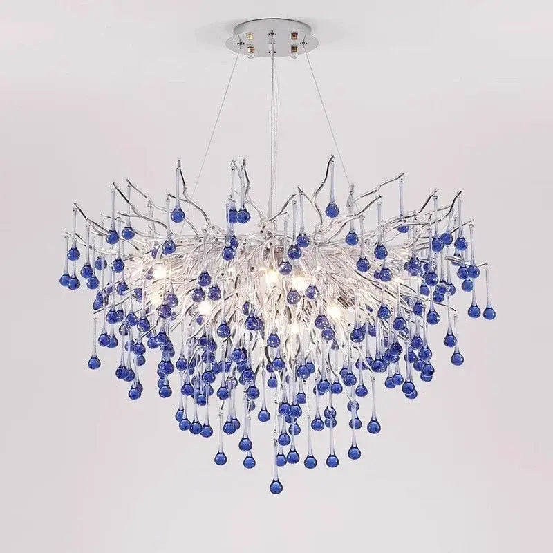 Modern blue chrome crystal chandelier for dining room tree branch design