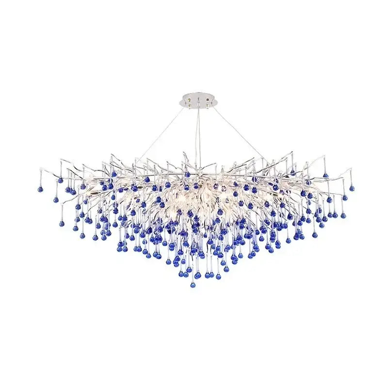 Modern blue chrome crystal chandelier for dining room tree branch design