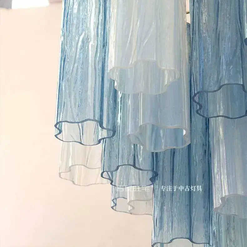 Modern blue & clear colorized glass led chandelier living room