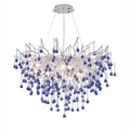 Modern blue crystal led pendant light living room tree chandelier