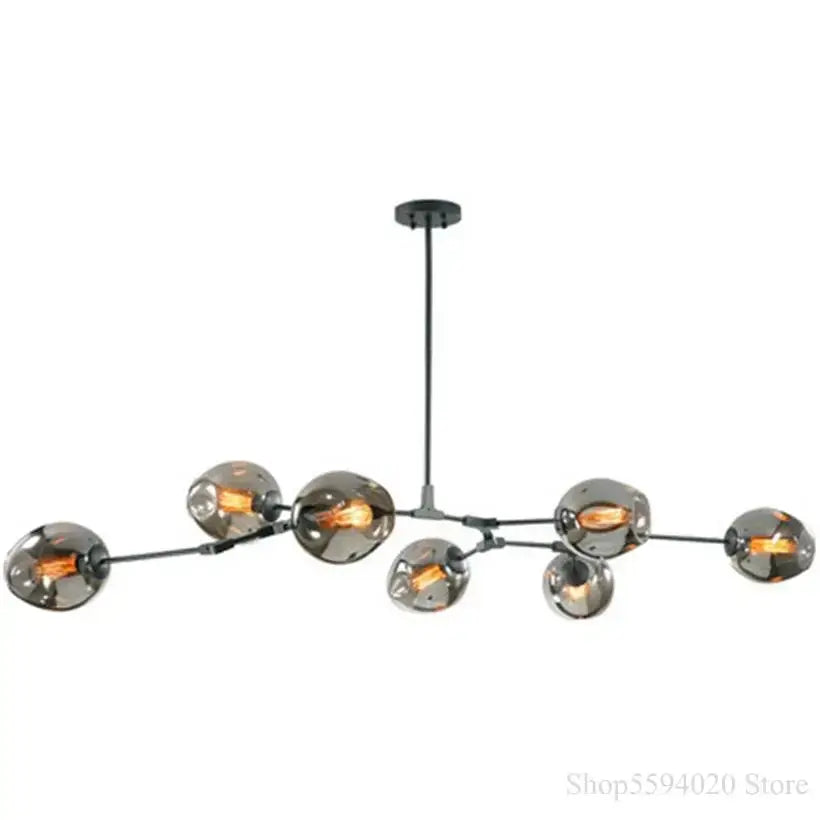 Modern blue glass black gold pendant light living room chandelier
