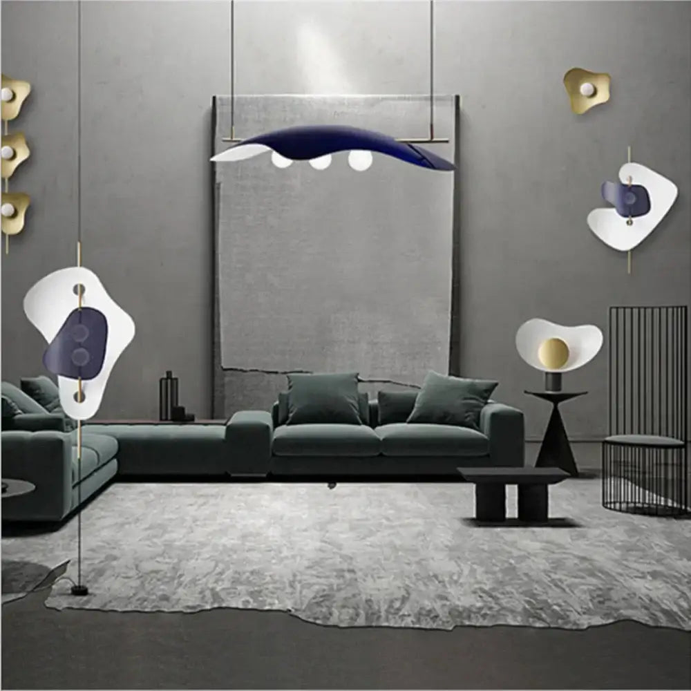 Modern blue glass bubble chandelier dining room pendant light