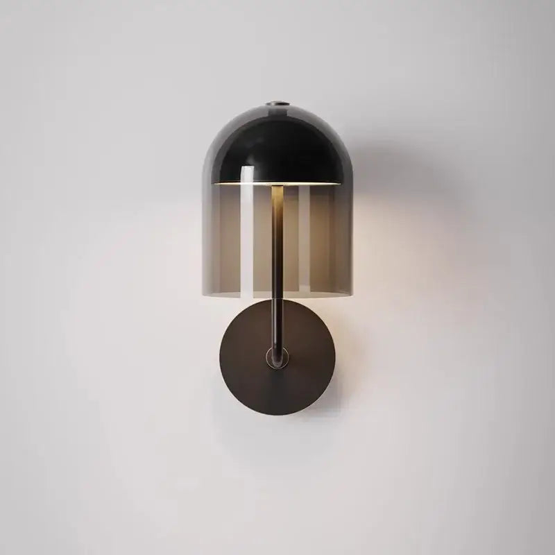Modern blue glass dome wall sconce lamp – bedroom gold base light