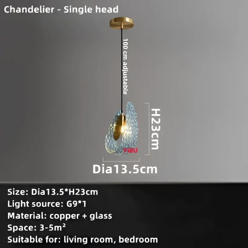 Modern blue glass led pendant lamps bedroom chandelier lighting