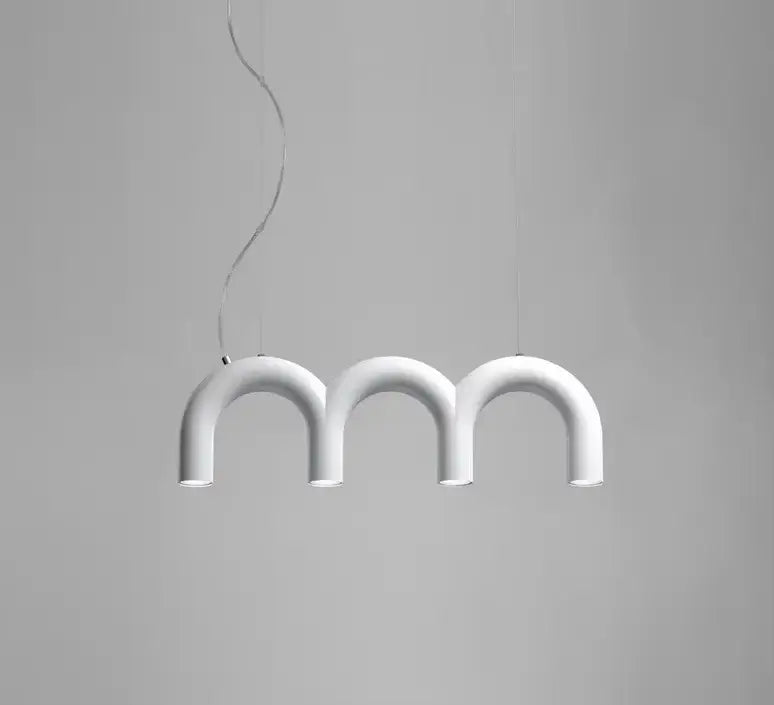 Modern blue metal arch chandelier – kitchen pendant light