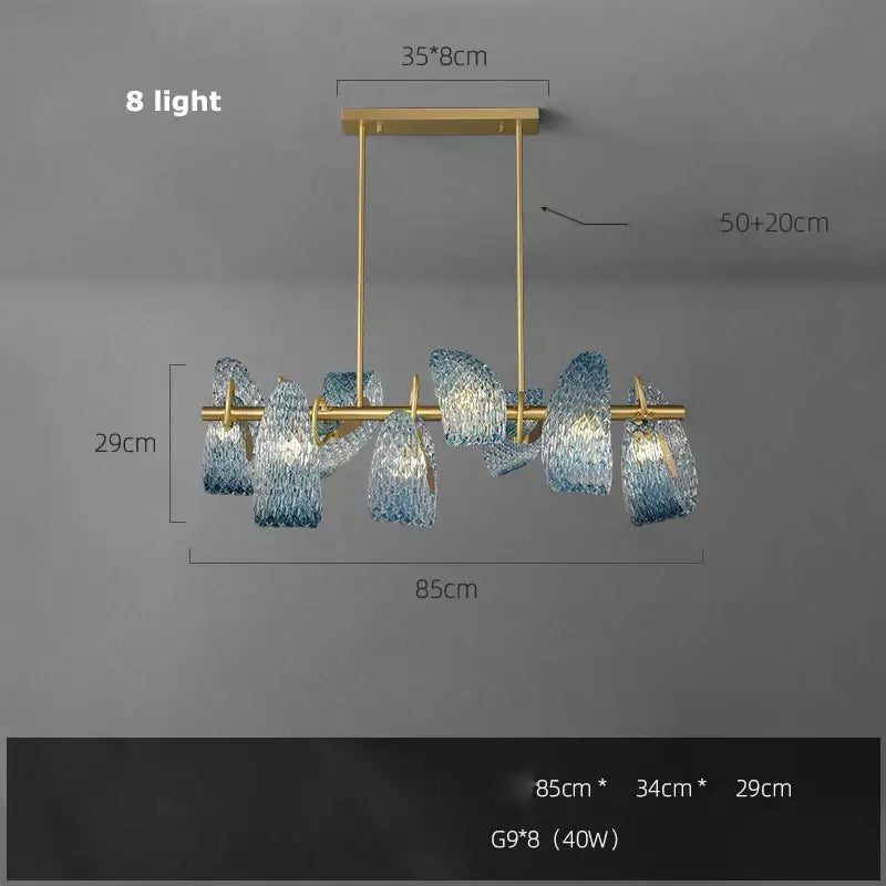 Modern blue queen crystal glass chandelier living room light
