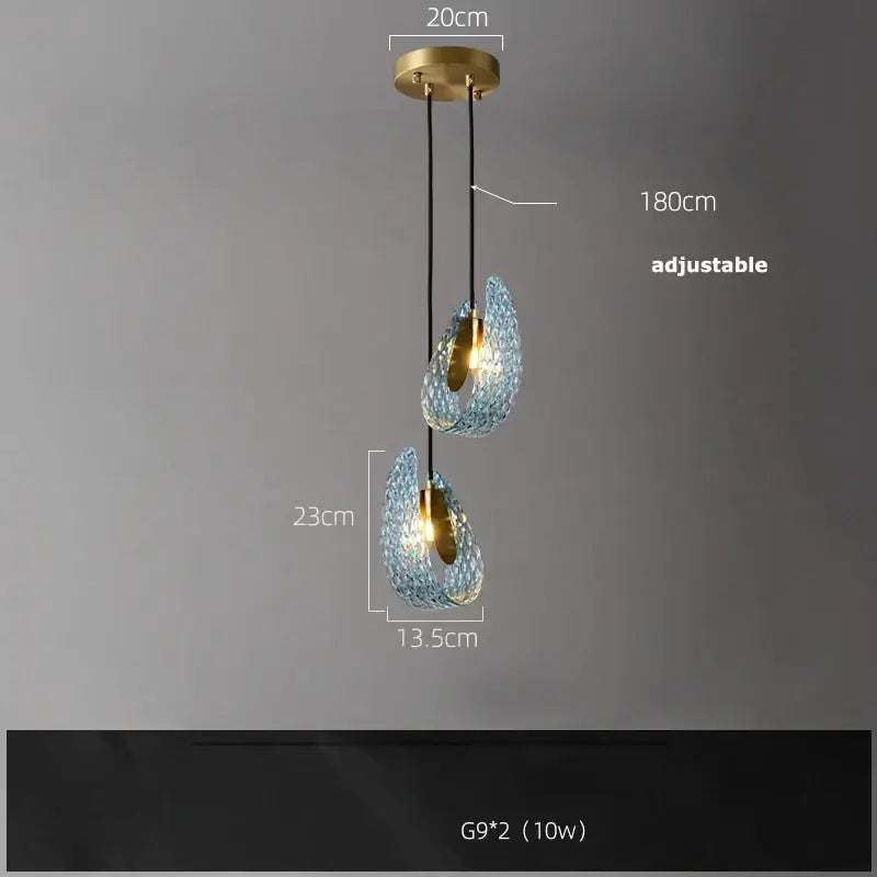 Modern blue queen crystal glass chandelier living room light