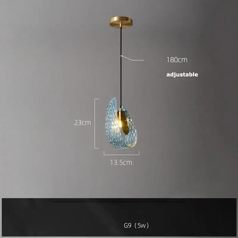 Modern blue queen crystal glass petal chandelier for bedroom