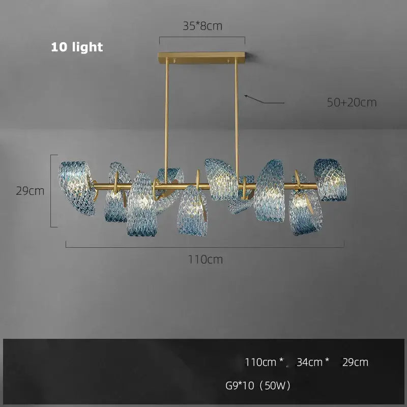 Modern blue queen crystal glass petal chandelier for bedroom