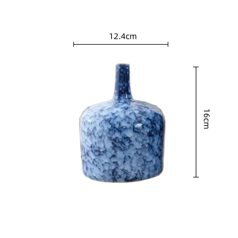 Modern blue speckled ceramic vase set living room decor accessories
