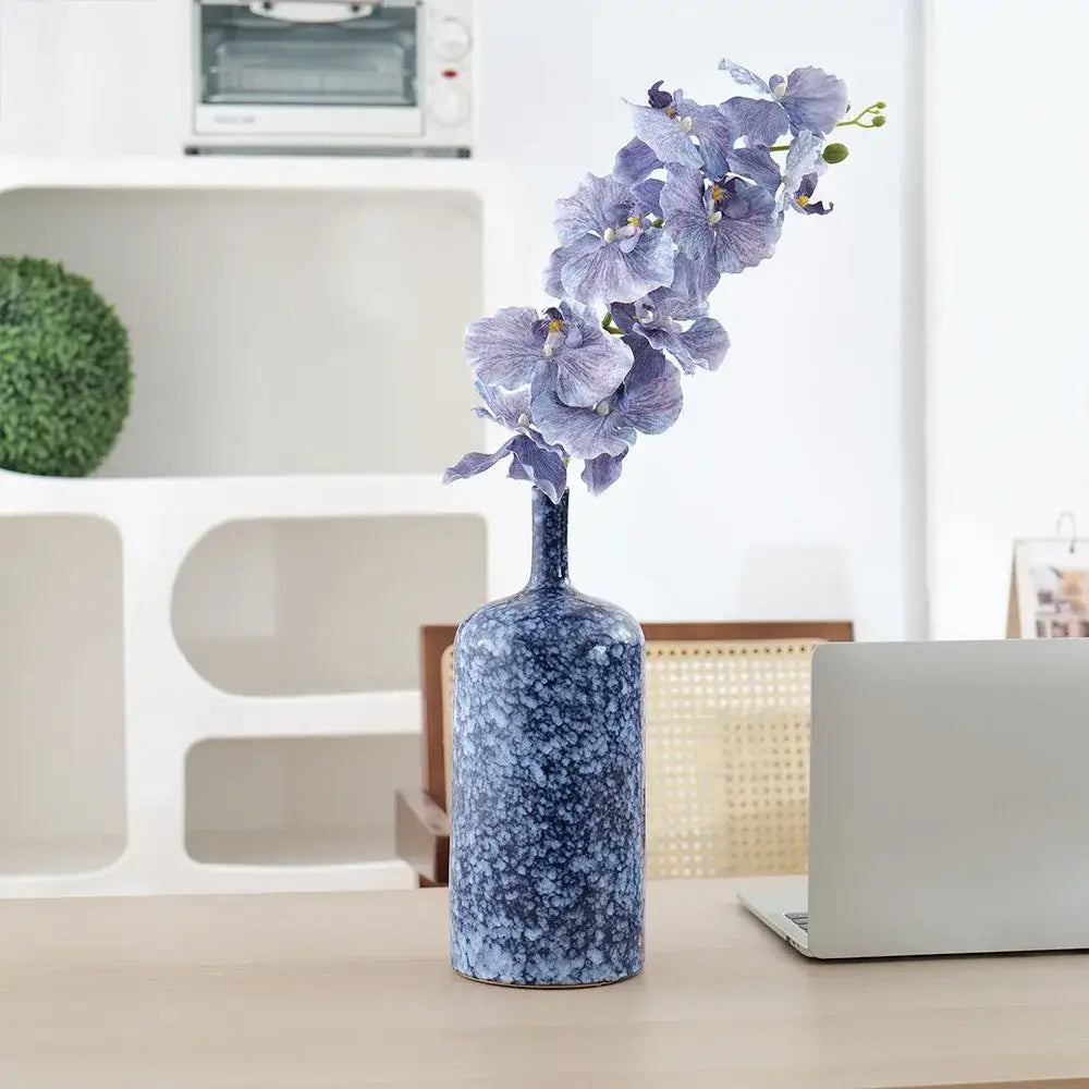 Modern blue speckled ceramic vase set living room decor accessories