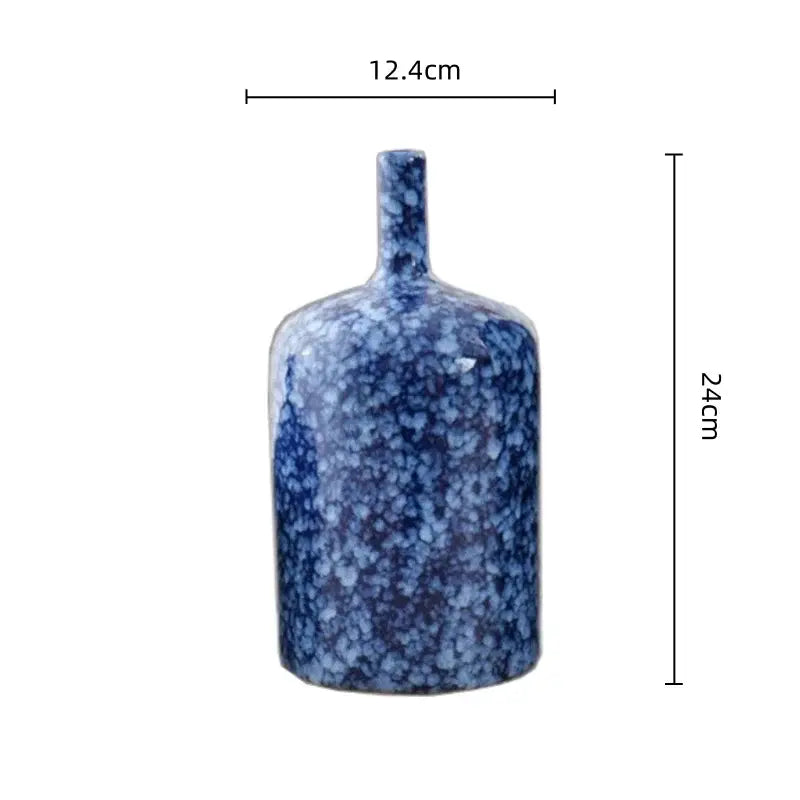 Modern blue speckled ceramic vase set living room decor accessories