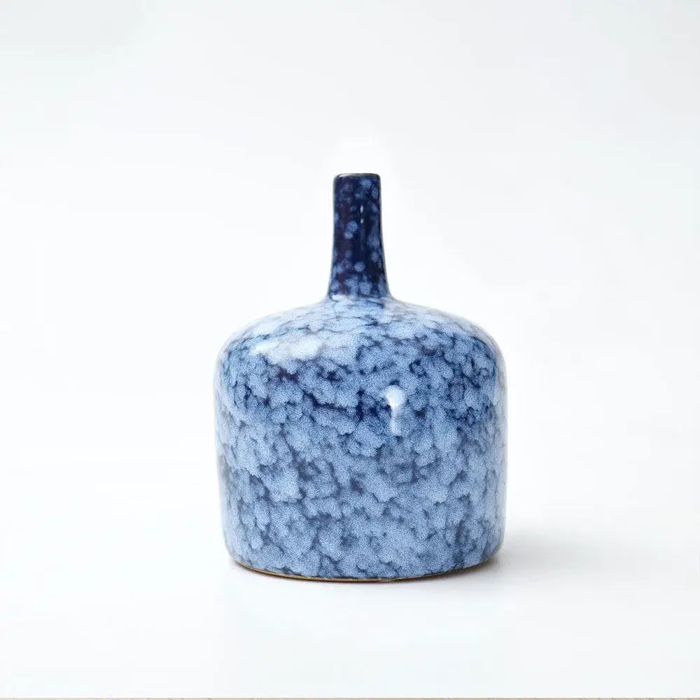 Modern blue speckled ceramic vase set living room decor accessories