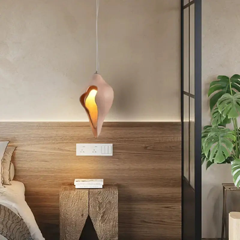 Modern blush pink ceramic pendant light dining room decorbites conch