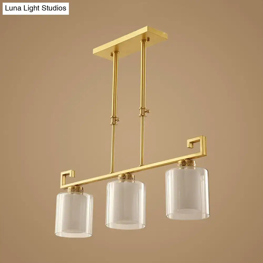 Modern brass 3 head cylinder island lighting kitchen pendant lamp