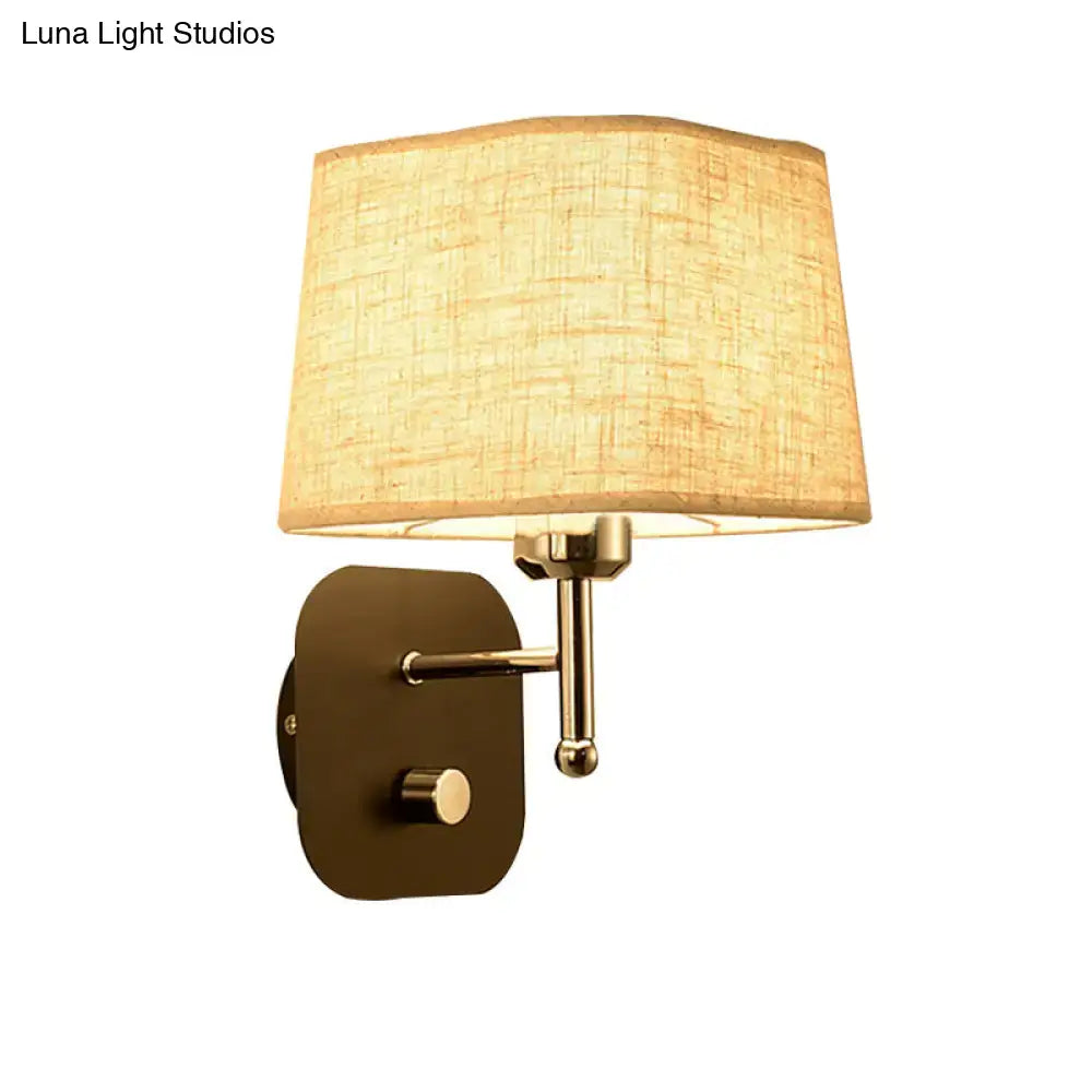 Modern brass and beige linen wall sconce lighting bedroom lamp