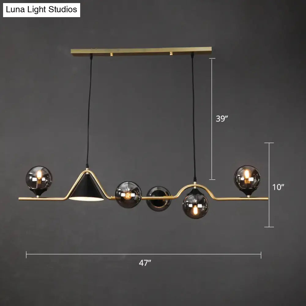 Modern brass and black 3 light hanging island light for dining room