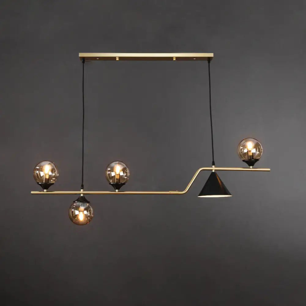 Modern brass and black 3 light hanging island light for dining room
