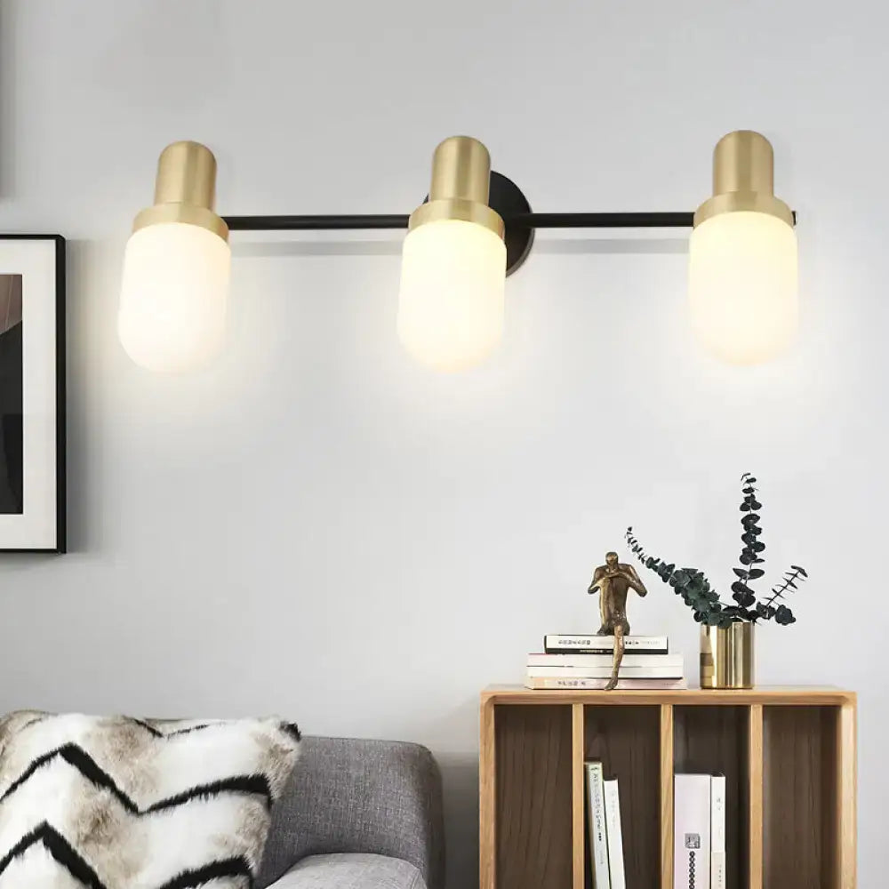 Modern brass and black glass sconce light bedroom wall lamp