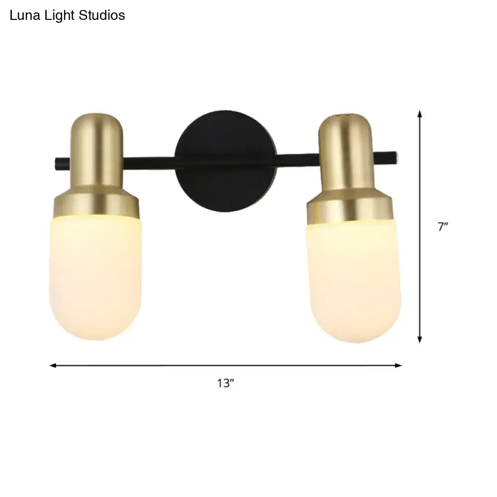 Modern brass and black glass sconce light bedroom wall lamp