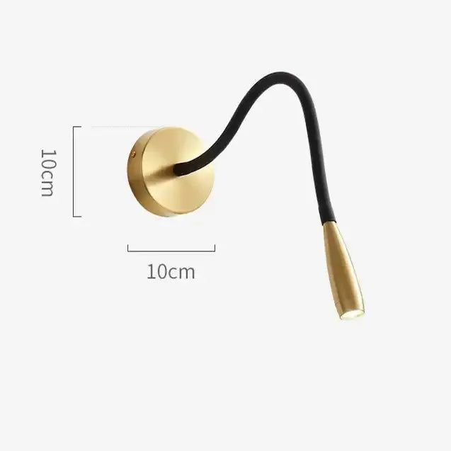 Modern brass and black wall lamp bedroom adjustable arm copper reading light
