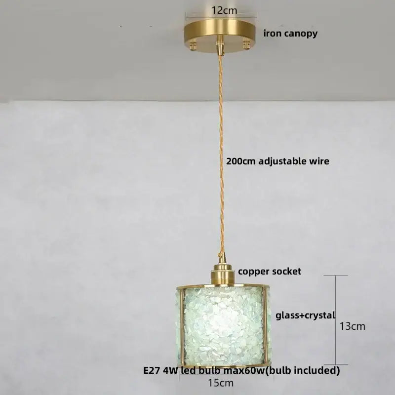 Modern brass and blue crystal glass pendant light fixture kitchen