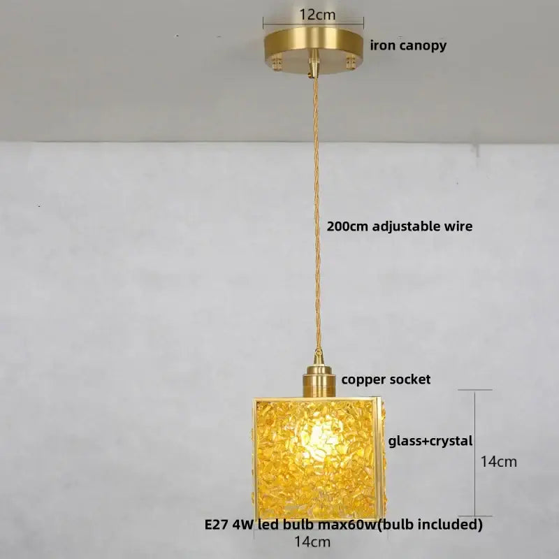 Modern brass and blue crystal glass pendant light fixture kitchen