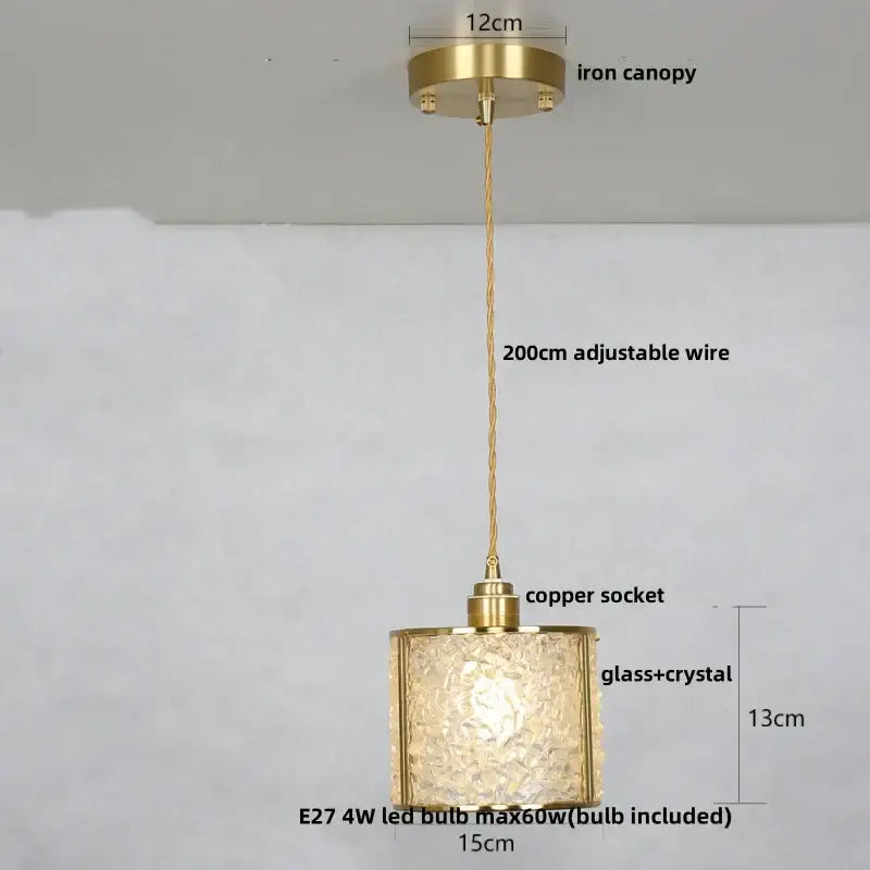 Modern brass and blue crystal glass pendant light fixture kitchen