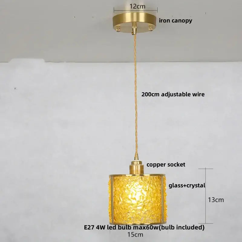 Modern brass and blue crystal glass pendant light fixture kitchen