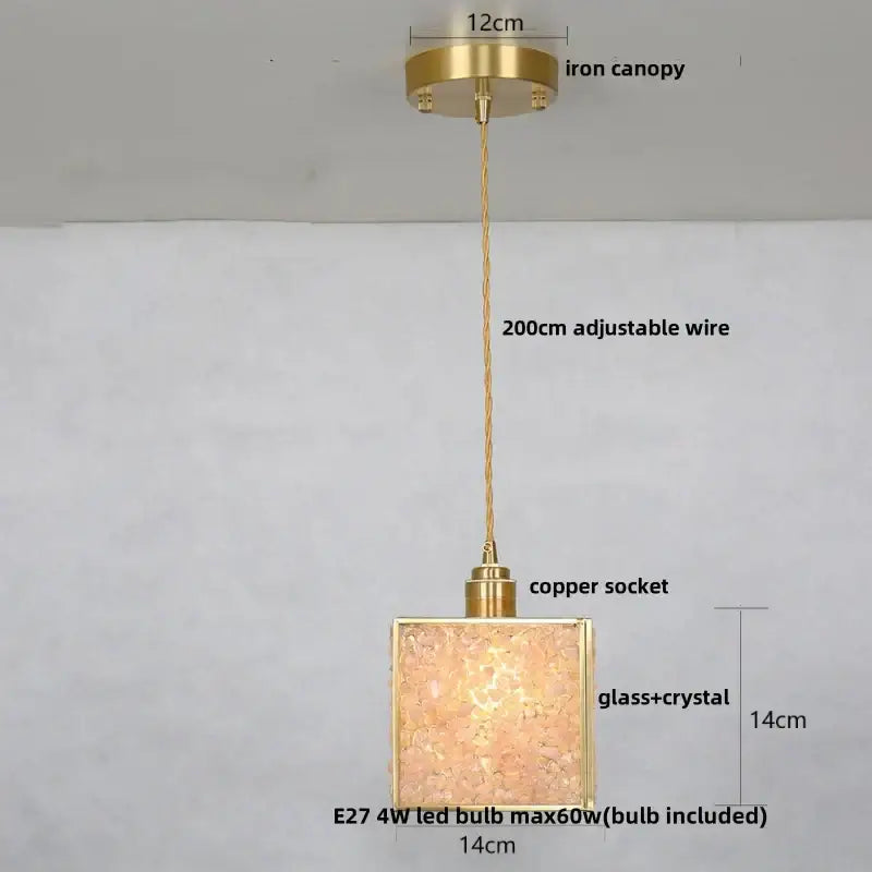 Modern brass and blue crystal glass pendant light fixture kitchen