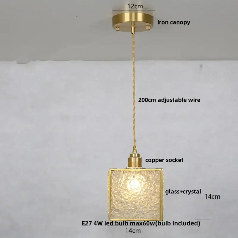 Modern brass and blue crystal glass pendant light fixture kitchen