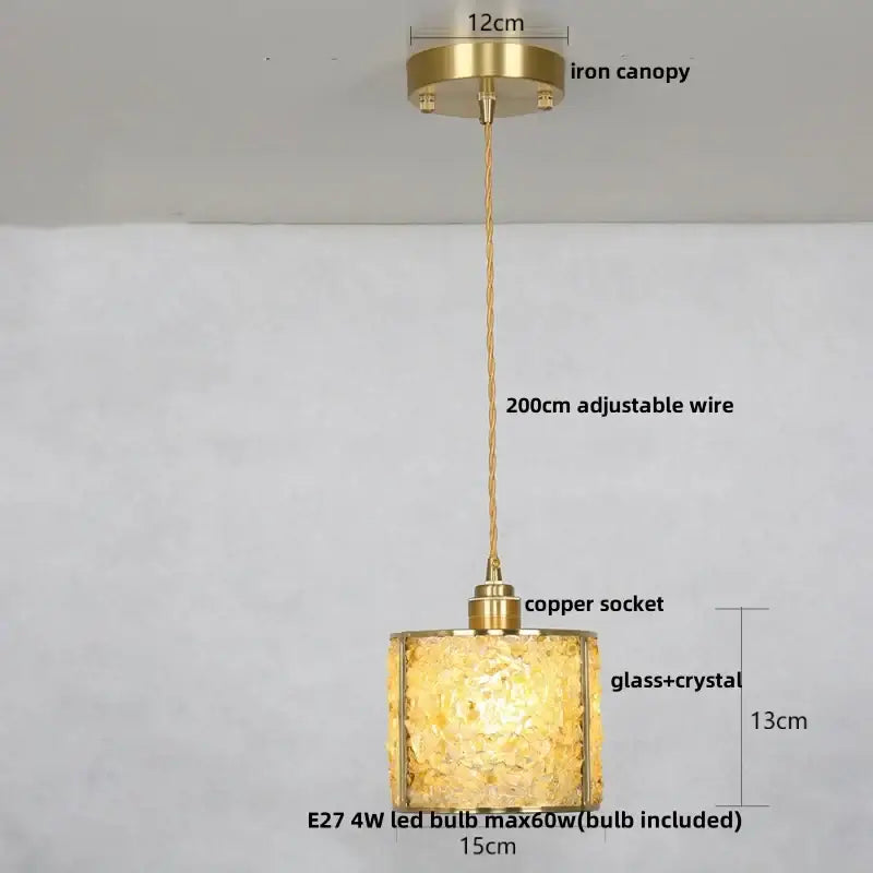 Modern brass and blue crystal glass pendant light fixture kitchen