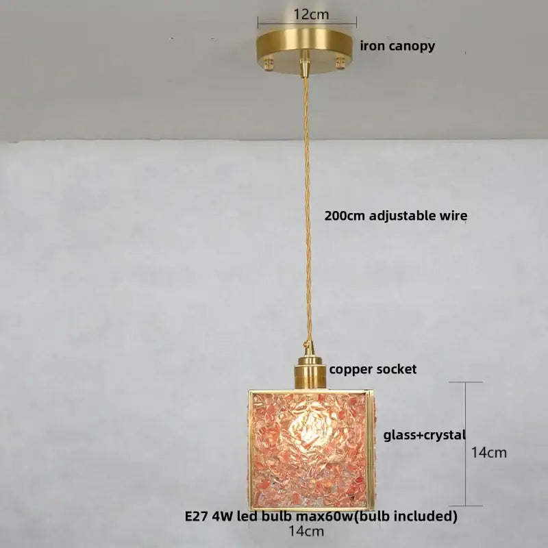 Modern brass and blue crystal glass pendant light fixture kitchen