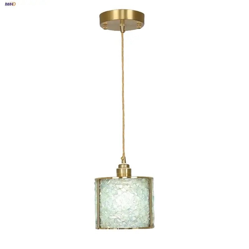 Modern brass and blue crystal glass pendant light fixture kitchen