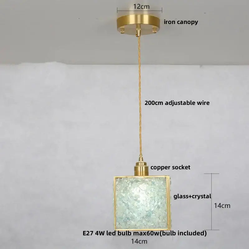 Modern brass and blue crystal glass pendant light fixture kitchen