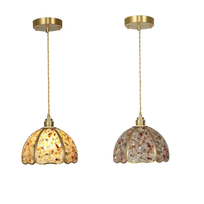 Modern brass and blue crystal glass pendant light fixture kitchen