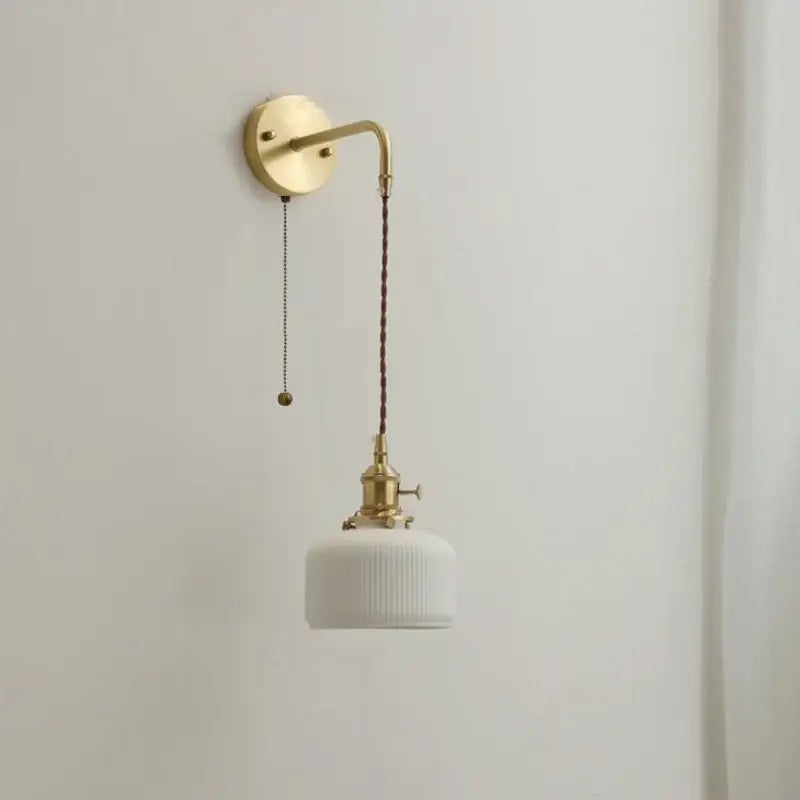 Modern brass and ceramic copper led wall lamp bedroom sconce